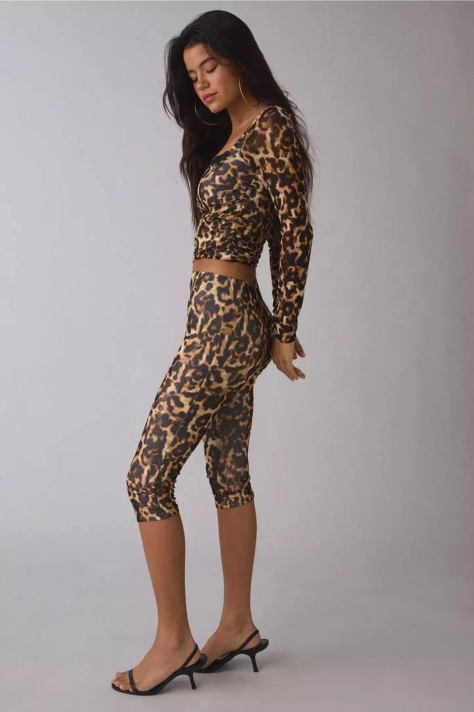 AFRM AFRM Gianna Animal Print Mesh Capri Pant 4
