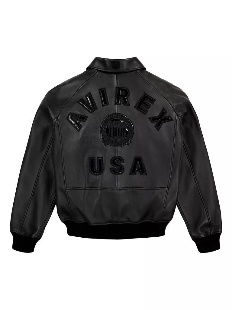Avirex Black Icon Leather Bomber Jacket 3