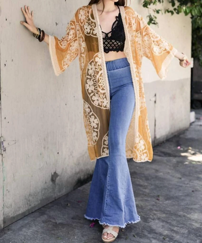 LETO Leto - Bohemian Lace Kimono Beach Cover-Up