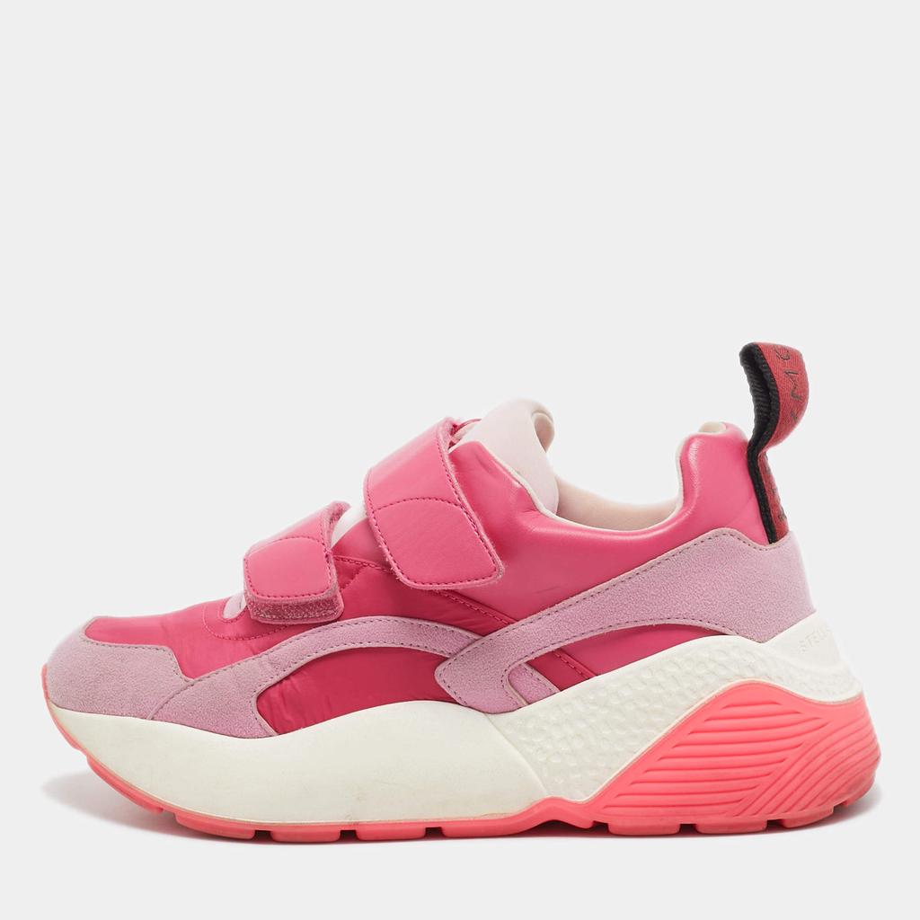 Stella McCartney Stella McCartney Pink Faux Leather And Fabric Velcro Strap Eclypse Low Top Sneakers Size 38