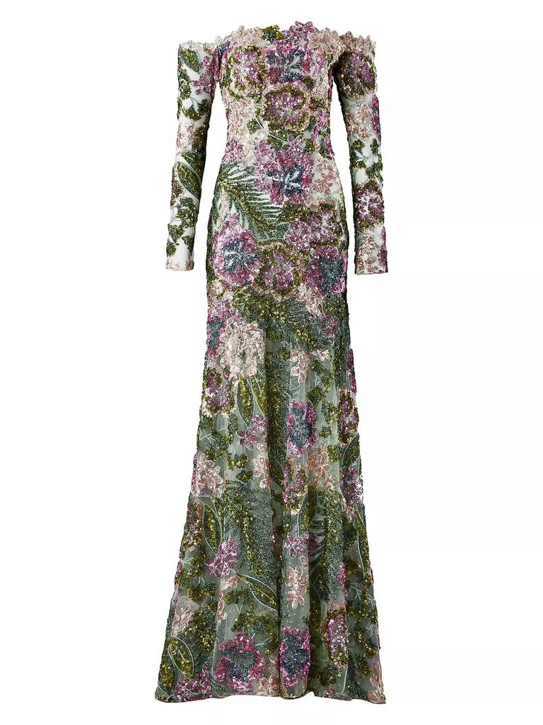 Silvia Tcherassi Rafaella Beaded Off-the-Shoulder Gown 1