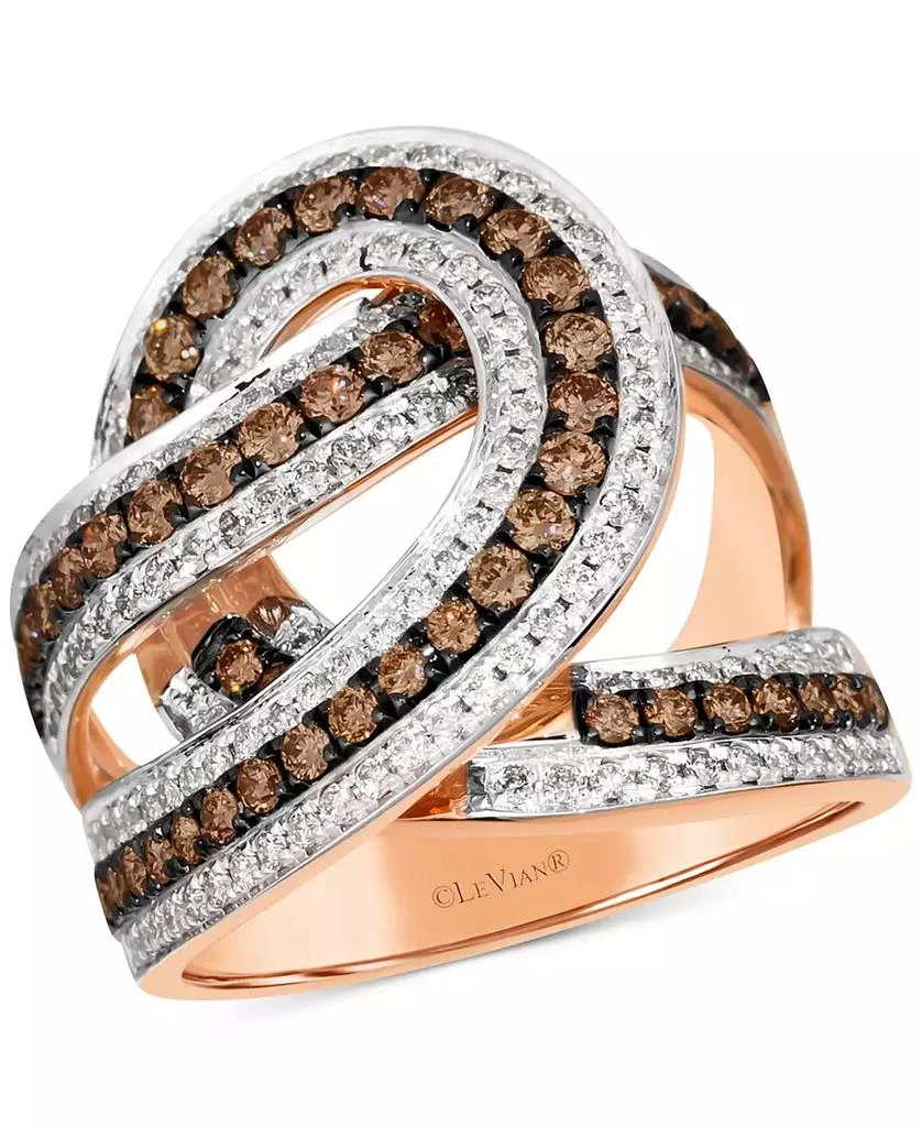 Le Vian Chocolatier® Chocolate Diamond 
Vanilla Diamonds Interlocking Swirl Ring (1-1/2 ct. t.w.) in 14k Rose Gold 1