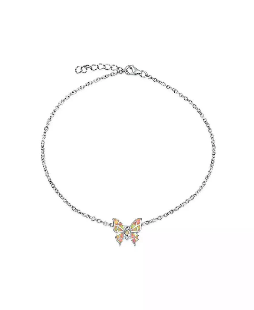 Bling Jewelry Summer Garden Opalescent Butterfly Pink Opal Anklet Ankle Bracelet Sterling Silver