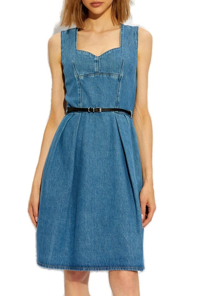 givenchy denim dress Givenchy Zip Front Denim Short Dress w/ Leather Piping
