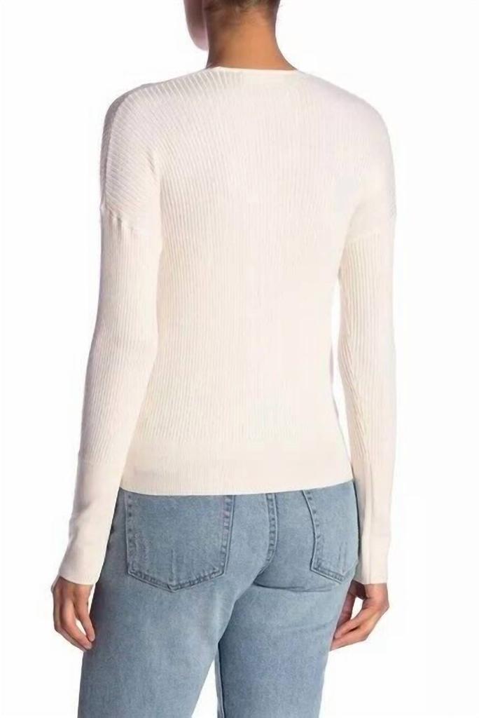 Elodie Elodie - Faux Wrap Ribbed Knit Surplice V Neck Sweater