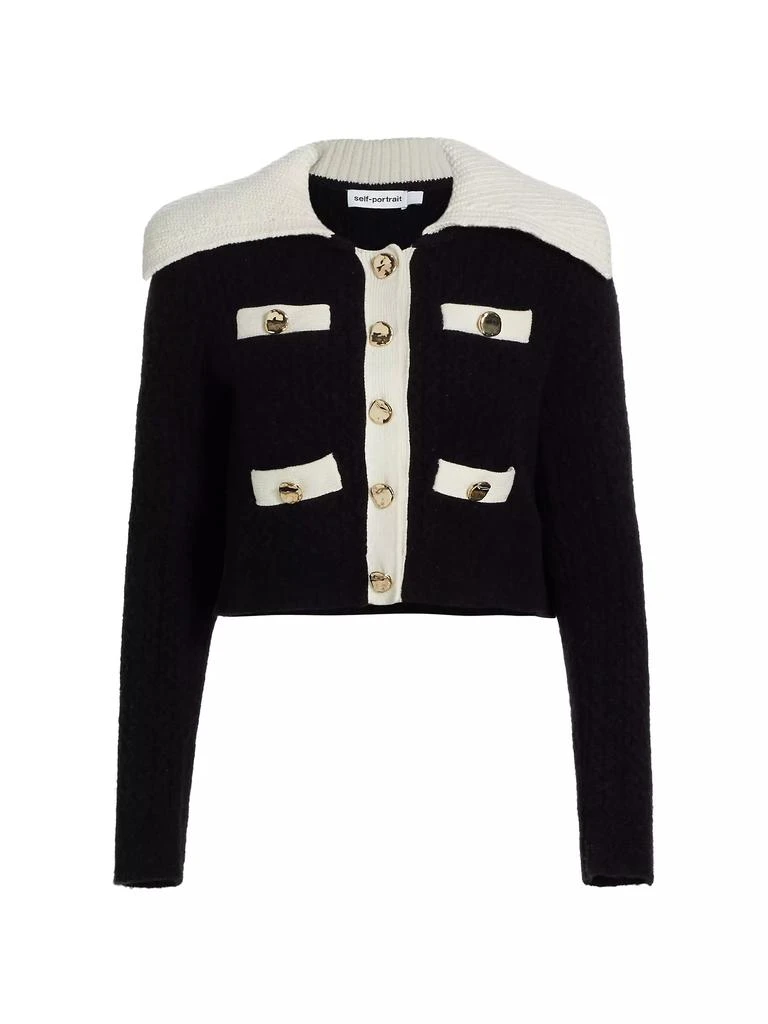 Self Portrait Two-Tone Gold-Tone Button Cardigan 1