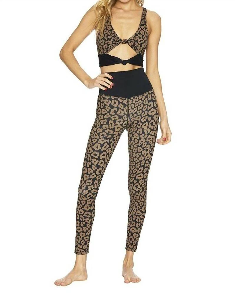 Beach Riot Reverse Leopard High Rise Yoga Athletic Leggings In Brown 1