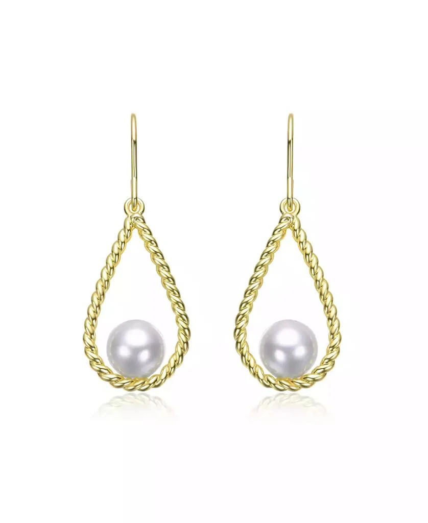 Rachel Glauber 14K Gold Plated with White Pearl Twisted Teardrop Dangle Earrings 3