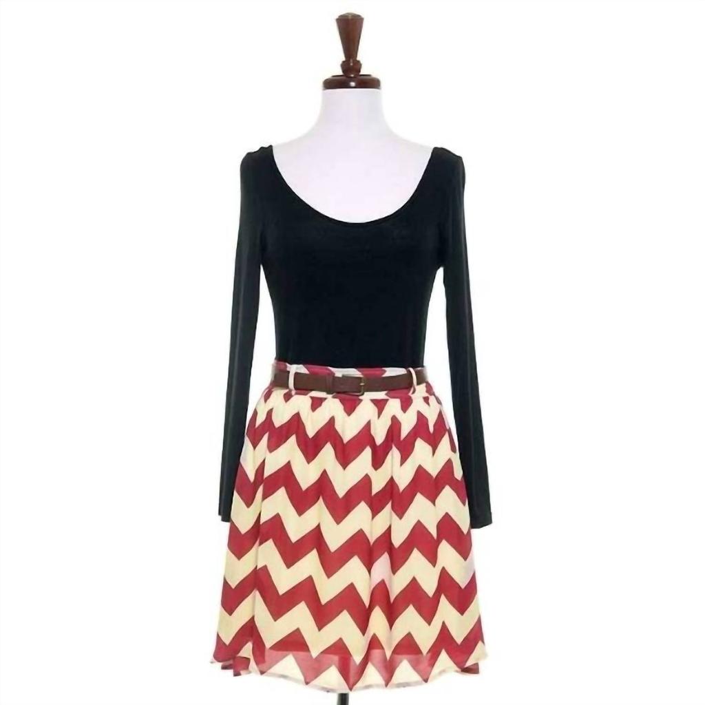Double Zero Women's Chevron Dress In Wine