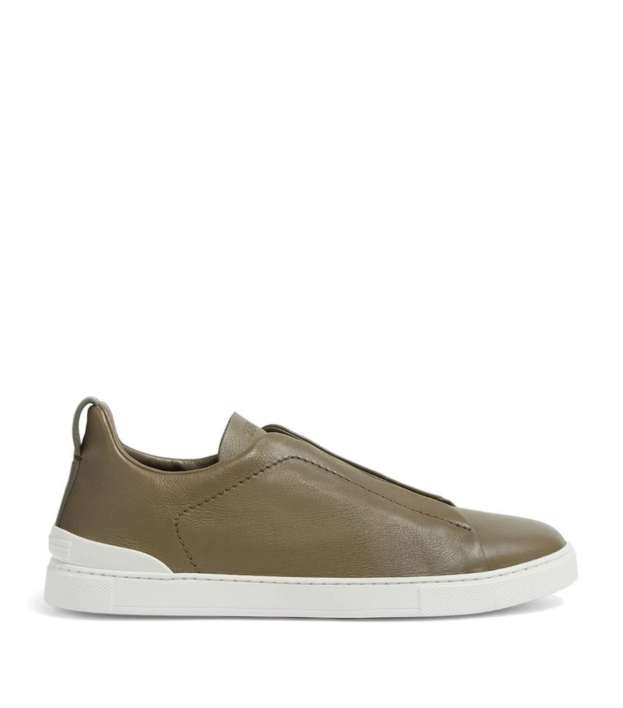 Zegna Leather SECONDSKIN Triple Stitch Sneakers 1