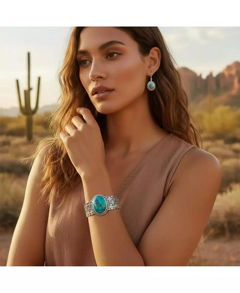 Bling Jewelry Stabilized Turquoise Floral Cross Infinity Wide Cuff Bracelet
Dangle Earrings Jewelry Set Sterling Silver 2