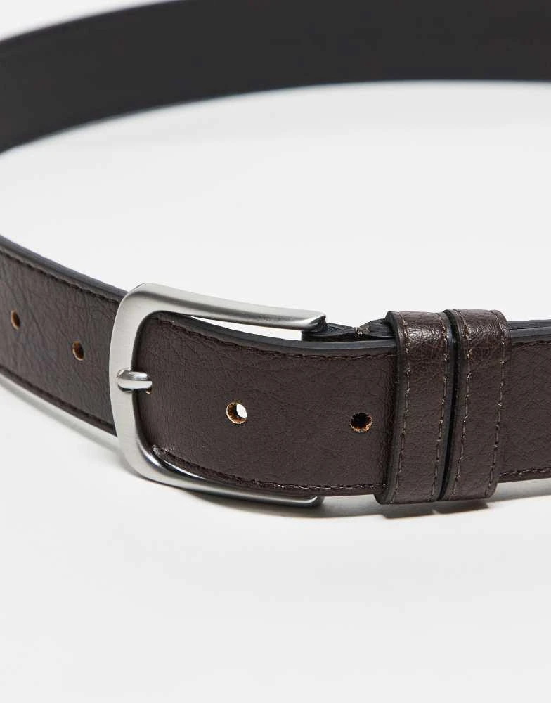 Shop Valentino attitude belt in brown with silver buckle on  display picture 1
