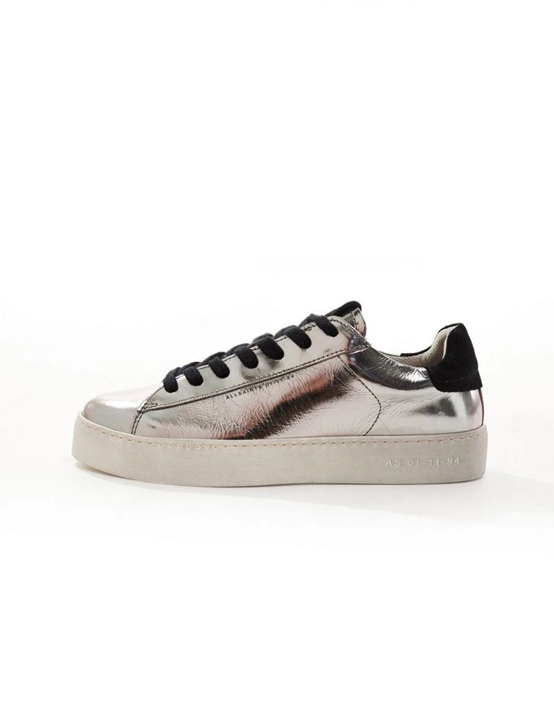 ALL SAINTS AllSaints Shana metallic leather trainers in silver 2