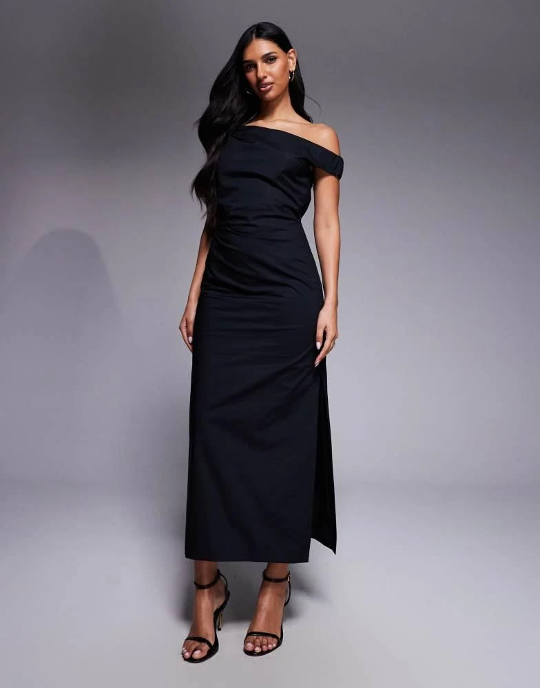 ASOS Design mesh cape detail maxi dress in Black