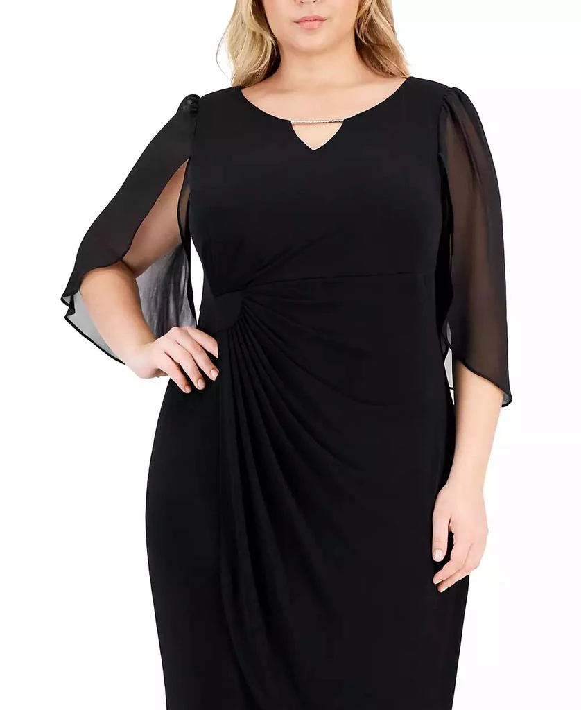 Connected Plus Size Sheer-Sleeve Chain-Detail Sheath Dress 3