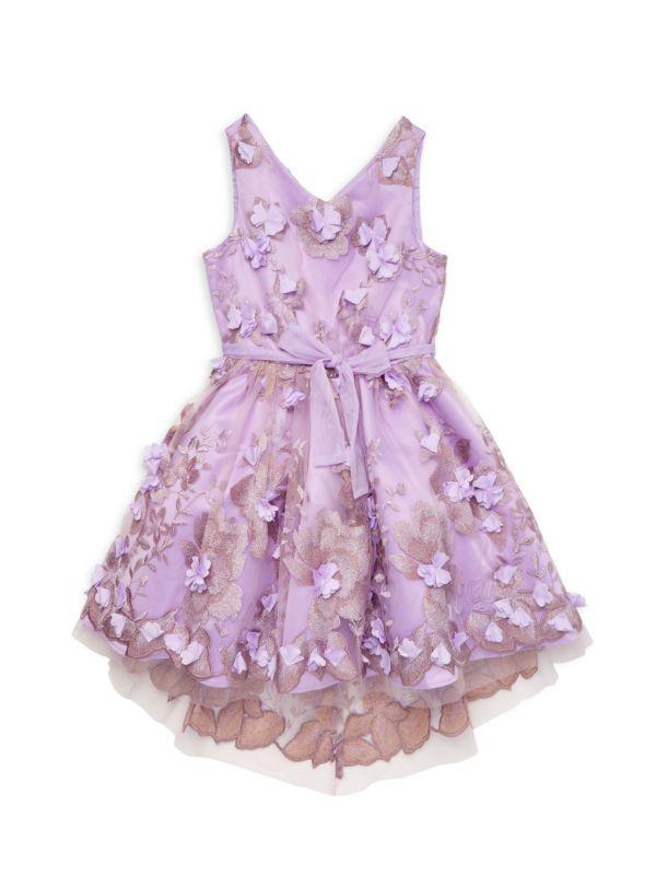 Christian Siriano Girl's Floral Appliqué Tulle Dress