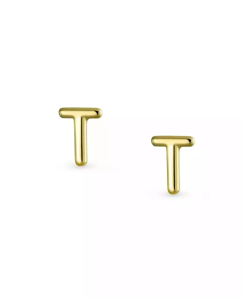 Bling Jewelry Tiny Initial Letter Stud Earrings in Real 14K Yellow Gold Screw Back 2