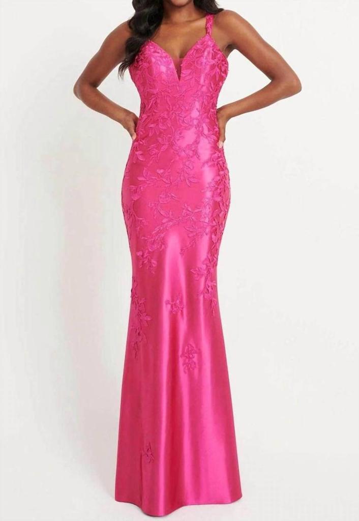 Faviana Faviana - Open Back Shiny Satin Dress
