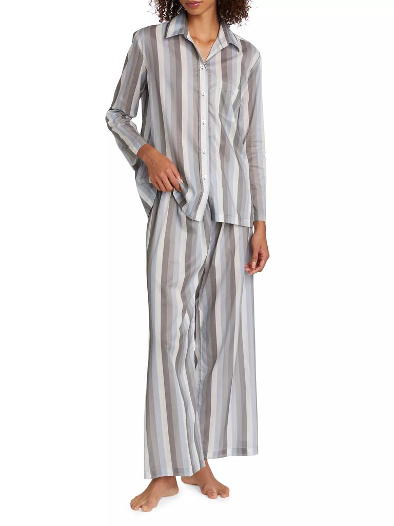 Pour Les Femmes Striped Cotton Long-Sleeve Pajamas