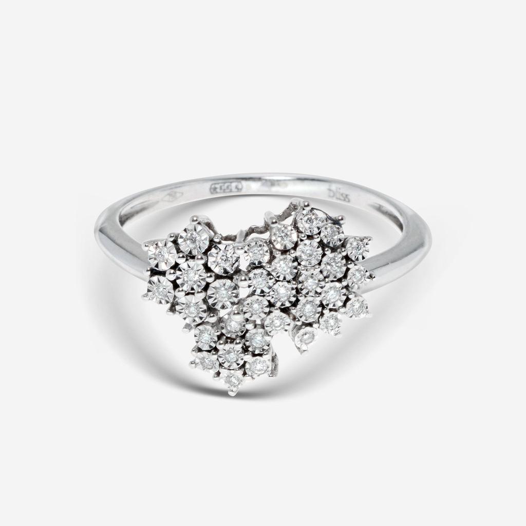 Bliss Bliss By Damiani Elisir 18K White Gold, Diamond Flower Cluster Ring Sz 6.25 20085120