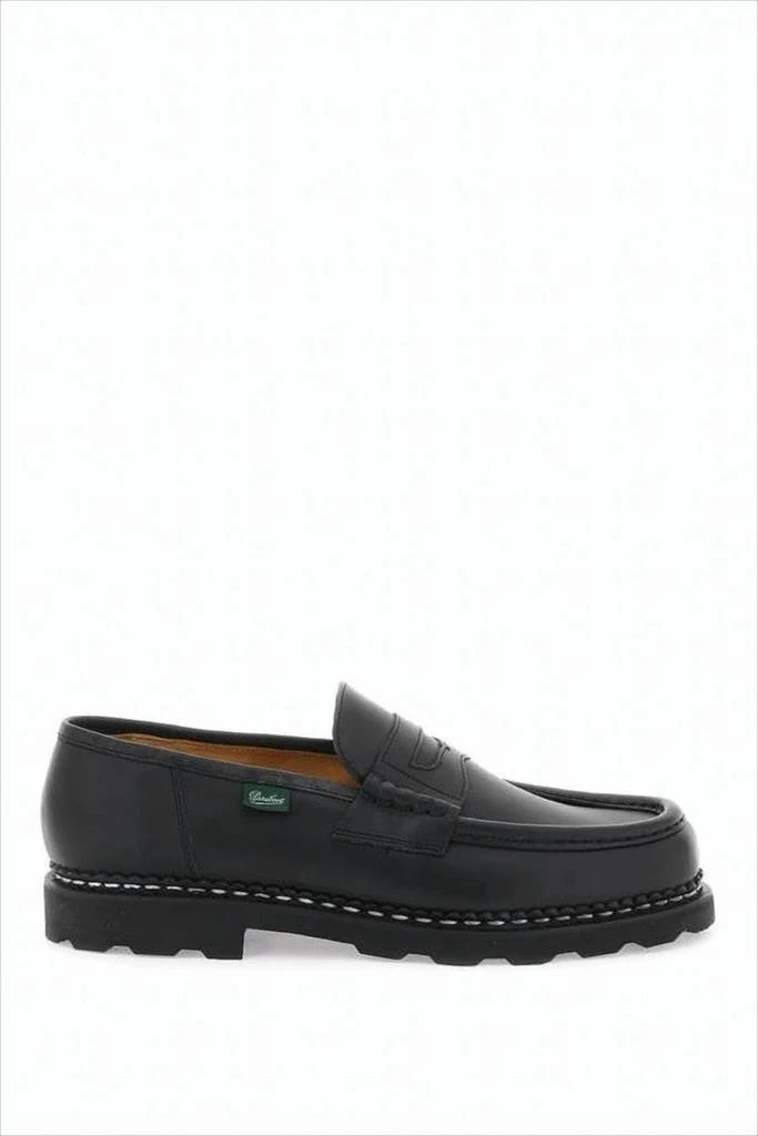 Shop Classic Penny Strap Loafers In Smooth Black Leather on  display picture 2