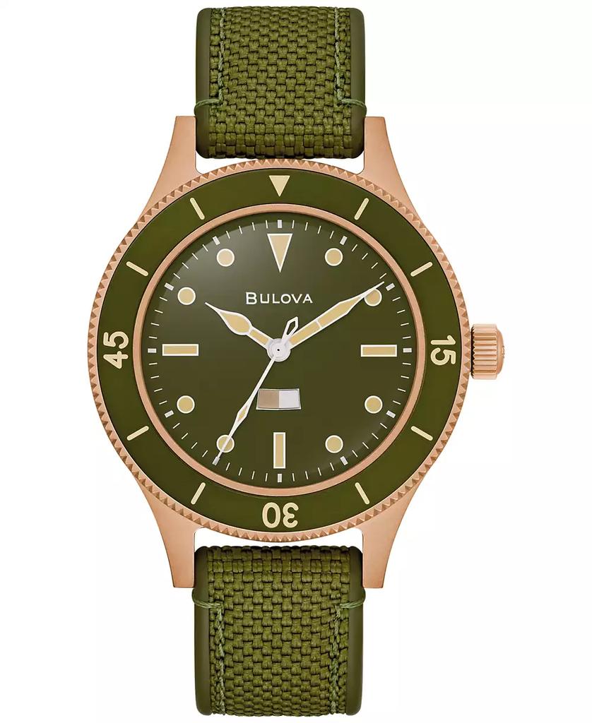 Bulova 150th Anniversary Men's Automatic MIL-SHIPS Green Nylon Strap Watch 41mm