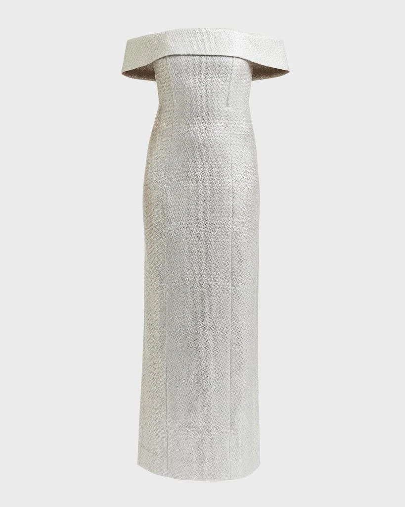 Mestiza New York Mona Off-Shoulder Metallic Column Gown 1