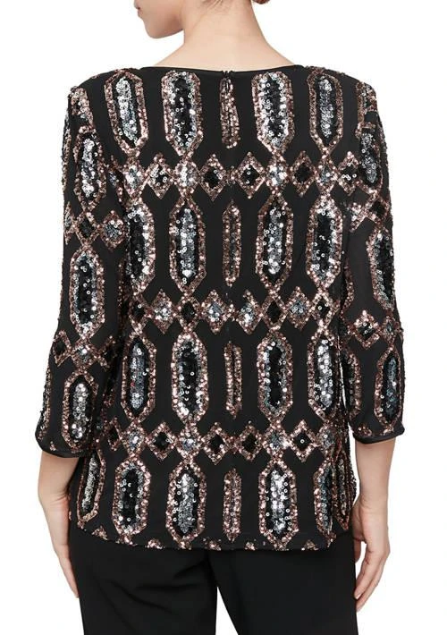 Alex Evenings Evenings Womens Mock Twinset With Hook Neck Closure 2