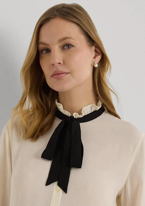 Ralph Lauren Ralph Lauren Classic Fit Georgette Tie Neck Shirt 3