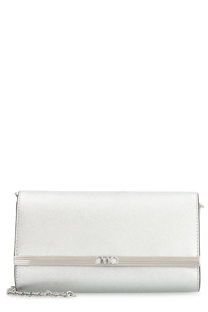 Michael Kors Michael Michael Kors Mona Large Metallic Saffiano Leather Clutch Bag