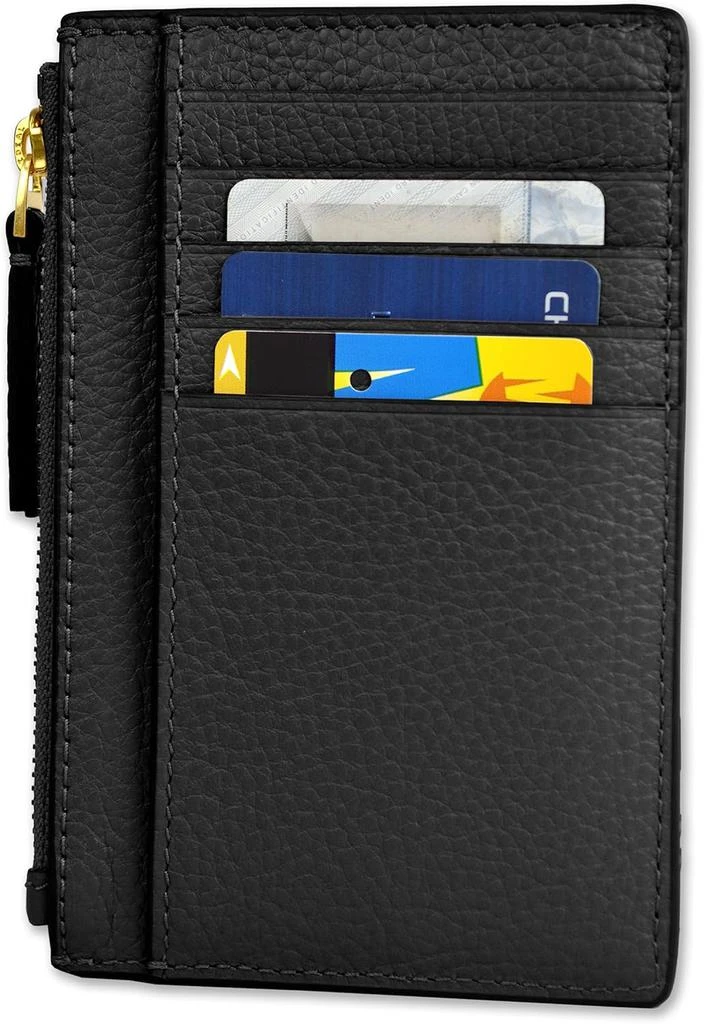 Tory Burch Tory Burch Womens 141006 Pebbled Leather Britten Zip Card Case Wallet, (001 Black) 3