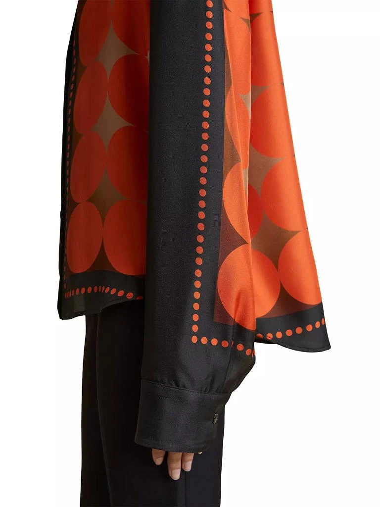 Khaite Argo Circle-Print Silk Long-Sleeve Blouse 5