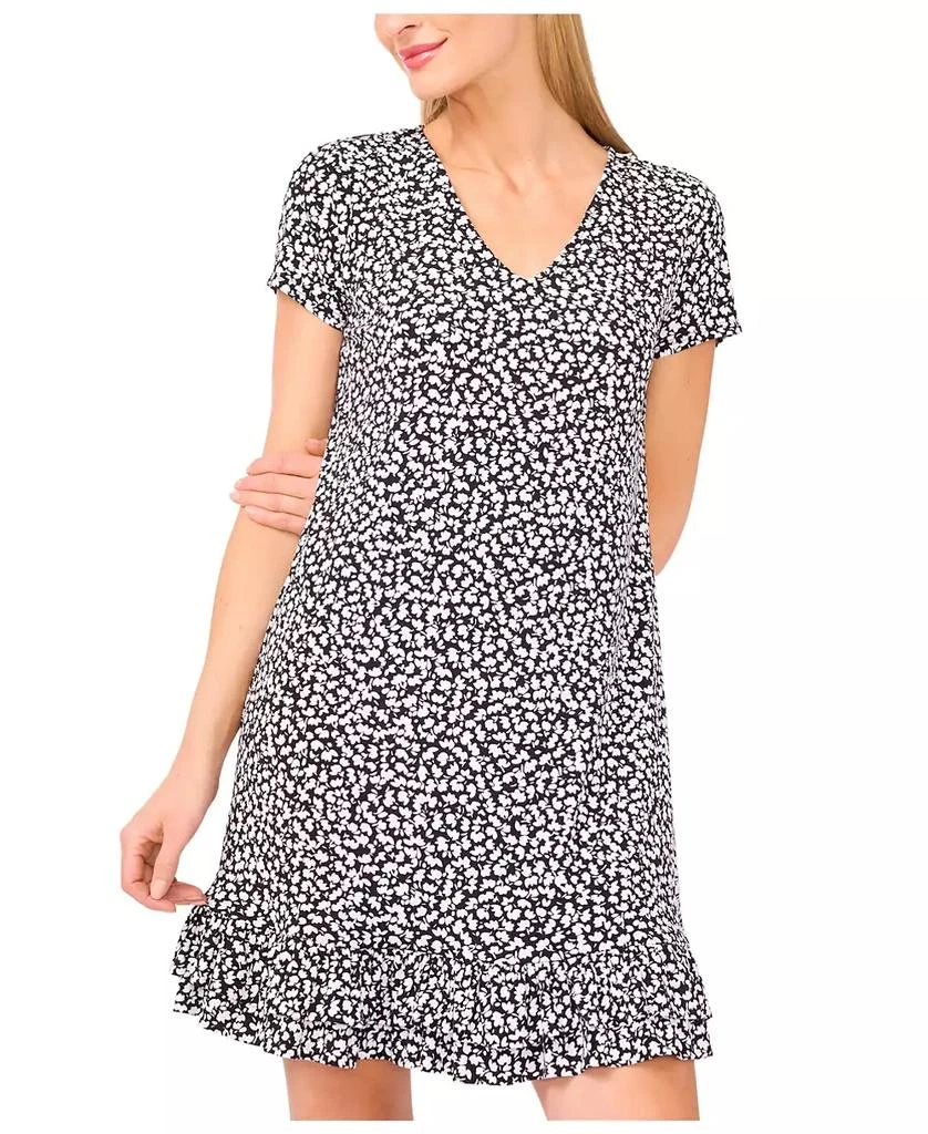 CeCe Women's V-Neck Ruffled Floral Shift Dress 3