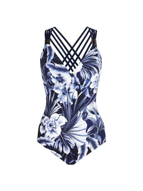 Amoressa by Miraclesuit Blue Panther Horizon Floral One-Piece Swimsuit 4