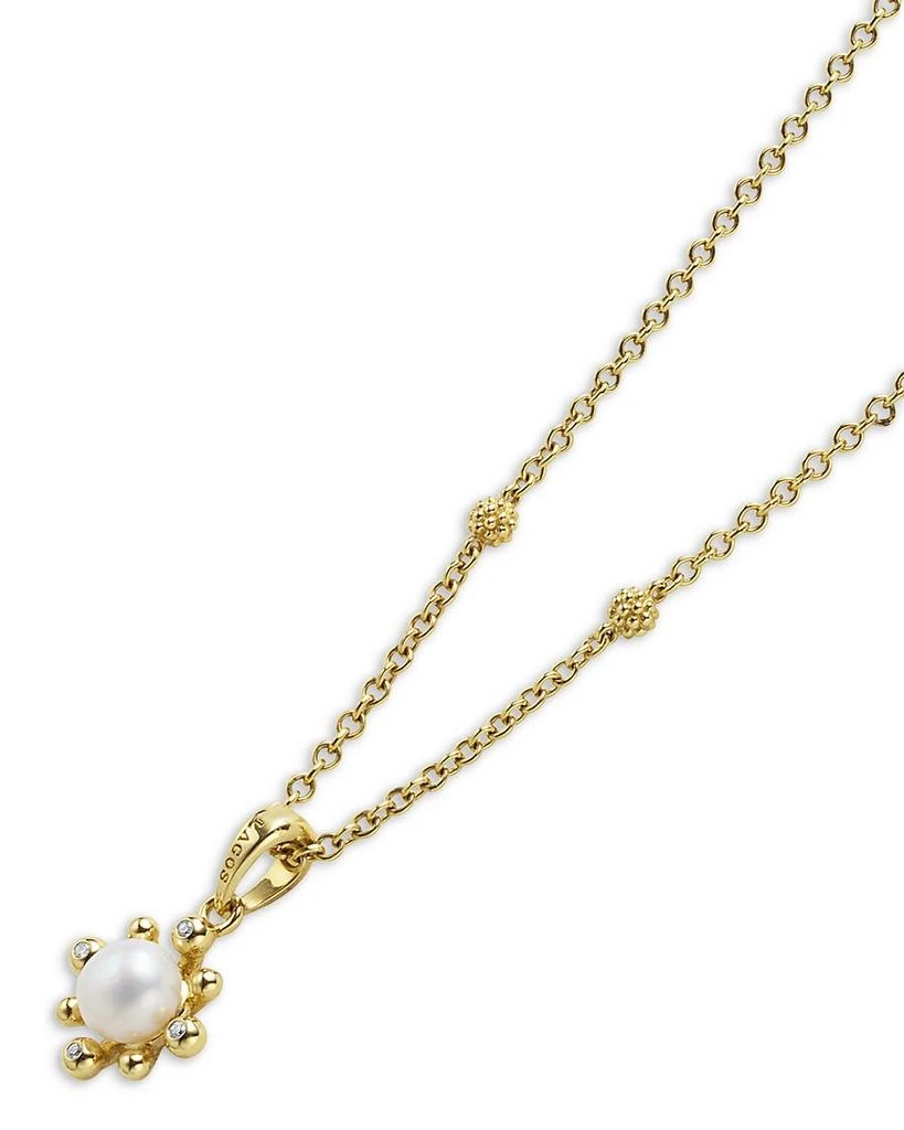 LAGOS 18K Yellow Gold Luna Cultured Pearl & Diamond Fleur Pendant Necklace, 16"-18" 4