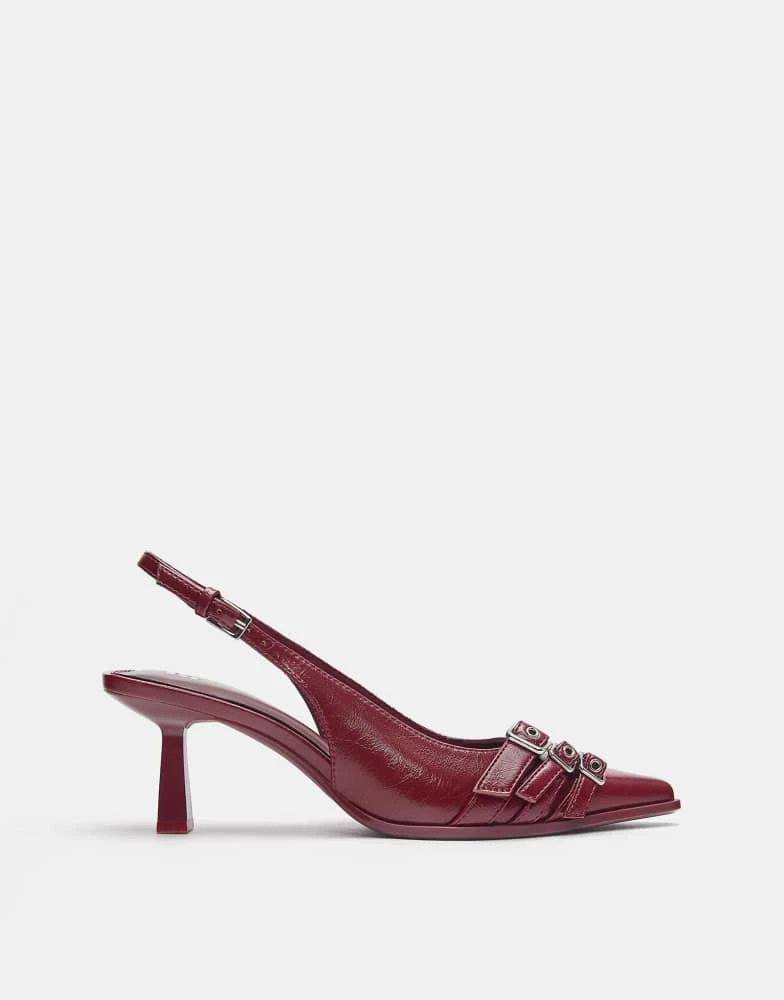 Pull&Bear Pull&Bear Buckled high-heel shoes in print 1
