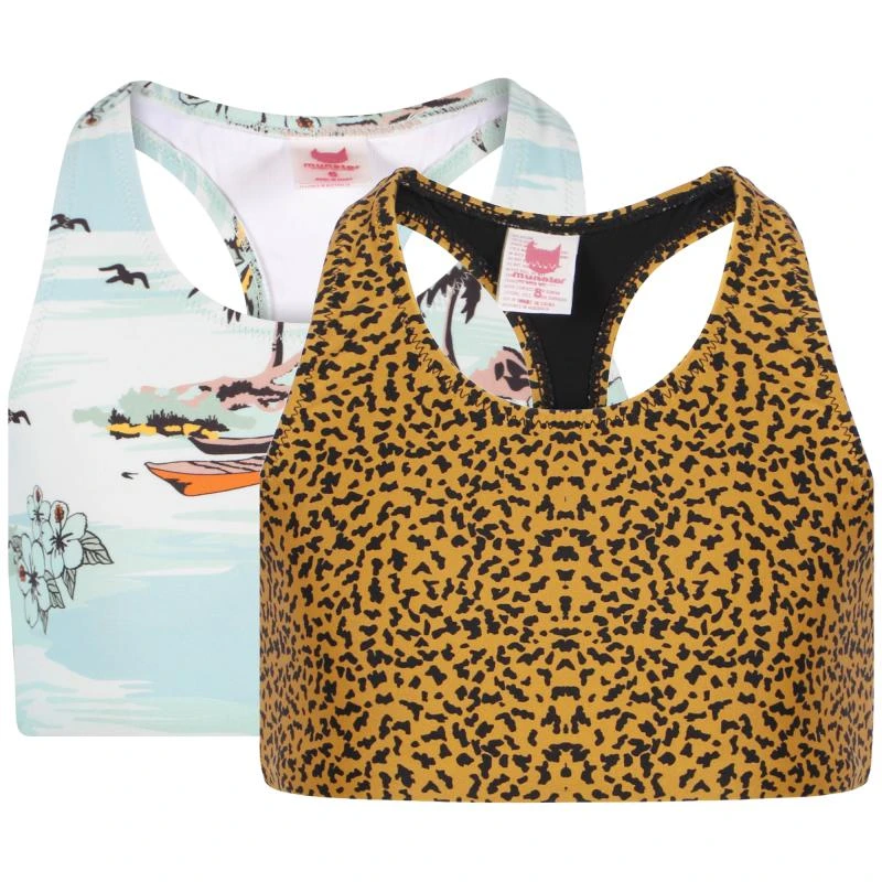 Munster Daydream and leopard sport tank top set in white light blue orange and black 1