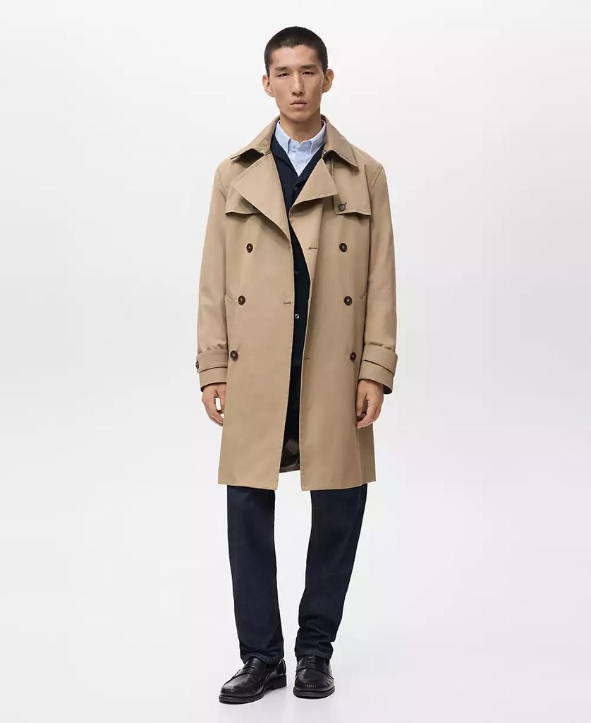 Mango Men's Water-Repellent Belted Trench Coat