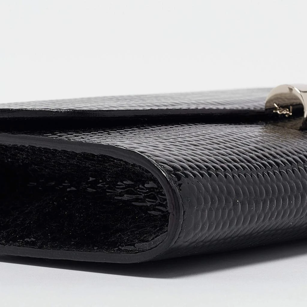 Yves Saint Laurent Saint Laurent Black Lizard Embossed Patent Leather Muse Clutch 13