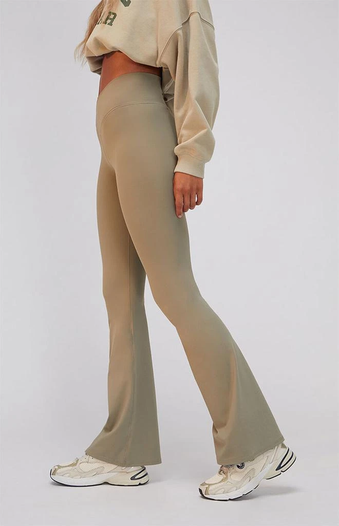 PAC 1980 PAC WHISPER Olive Active Crossover Flare Yoga Pants 4
