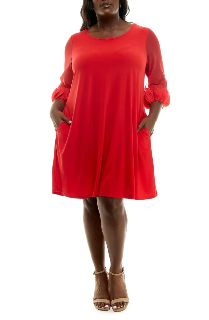 Nina Leonard Ruffle Long Sleeve Chiffon Dress 1