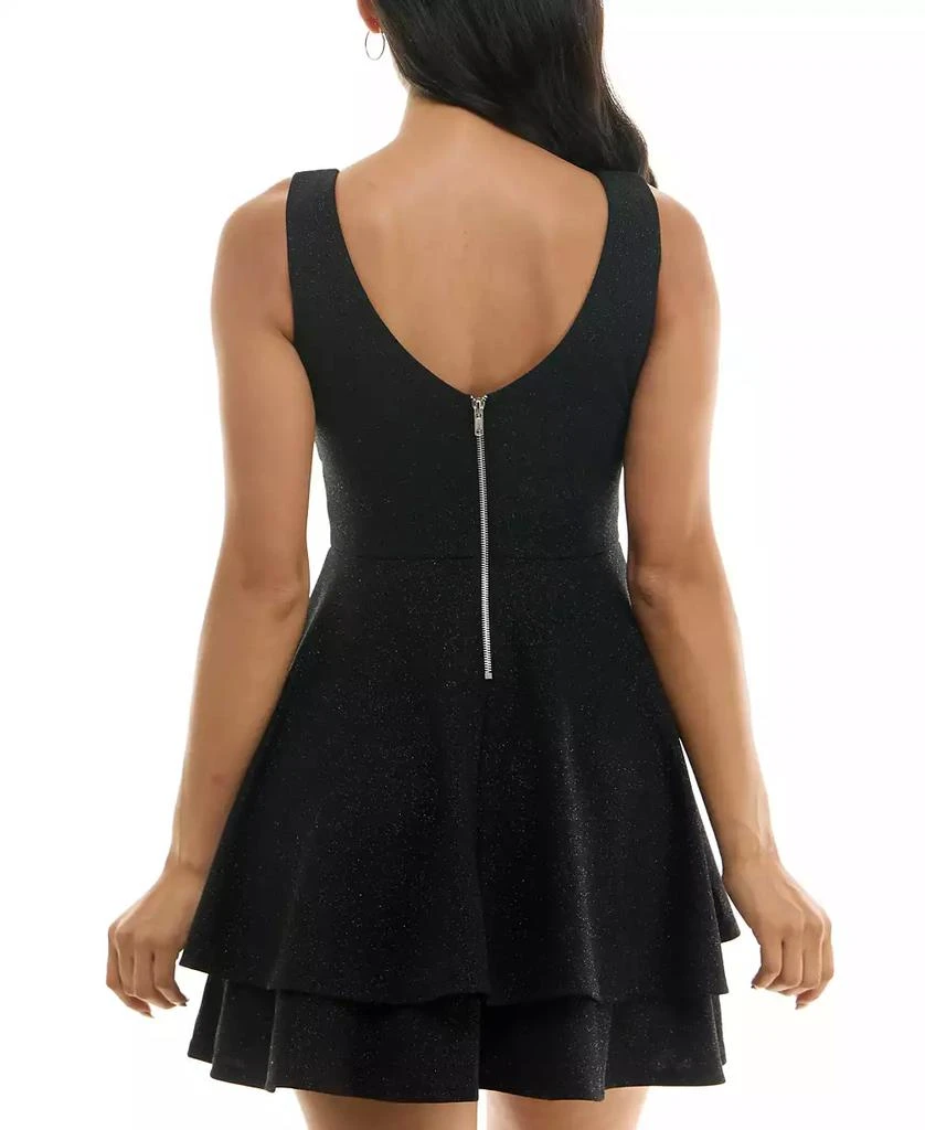 Emerald Sundae Juniors' Illusion-Waist Glitter A-Line Dress 2
