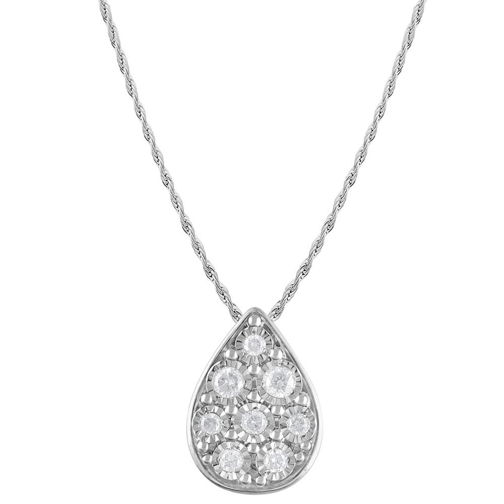 Macy's 2-Pc. Set Diamond Teardrop Pendant Necklace & Matching Stud Earrings (3/8 ct. t.w.) in Sterling Silver