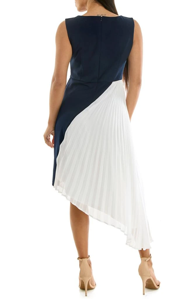 Nina Leonard Asymmetric Pleated Midi Dress - Black/ Black - Small Nina Leonard Asymmetric Pleated Midi Dress - Black/ Black - Small