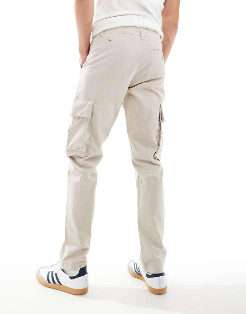French Connection Mens French Connection cotton twill cargo trousers in stone 2