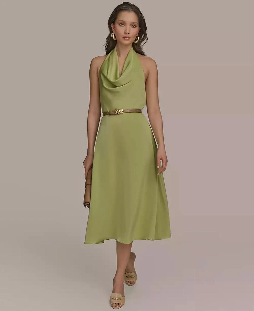 green emerald velvet dress Sleeveless Square Neck Printed Belted Midi Fit And Flare Dress | Fit and  FlareMidi Dress main image 0