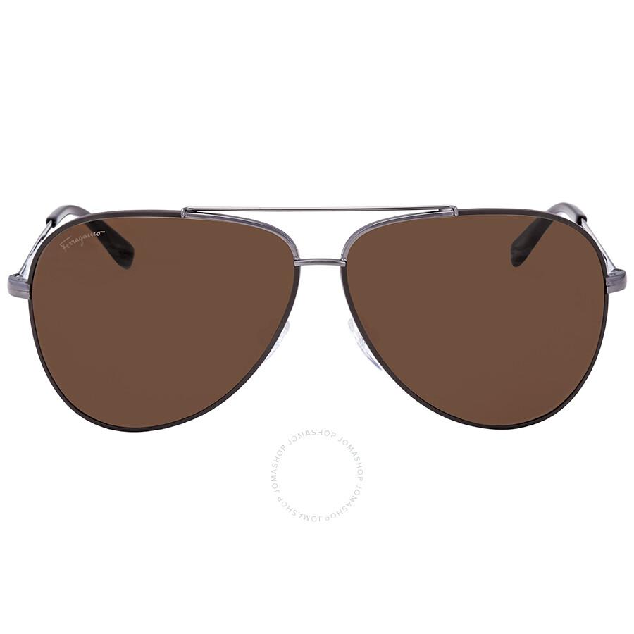 Salvatore Ferragamo Dark Brown Pilot Unisex Sunglasses SF131S 067 60