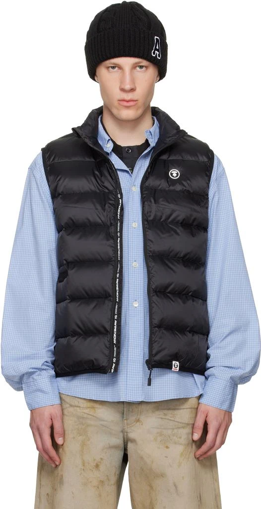 AAPE Black 'AAPENOW' Moonface Logo Puffer Down Vest