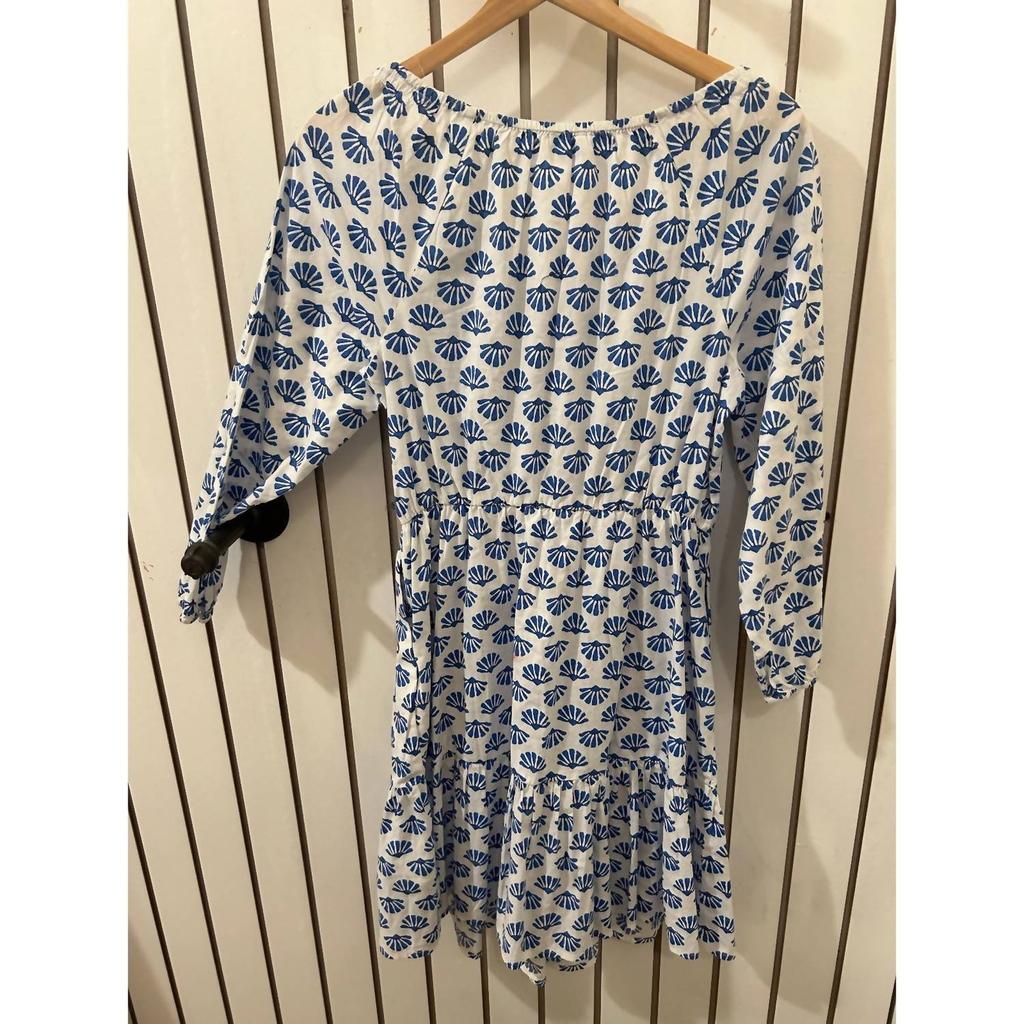 J. Crew Long Sleeve Mini Dress In Blue/cream