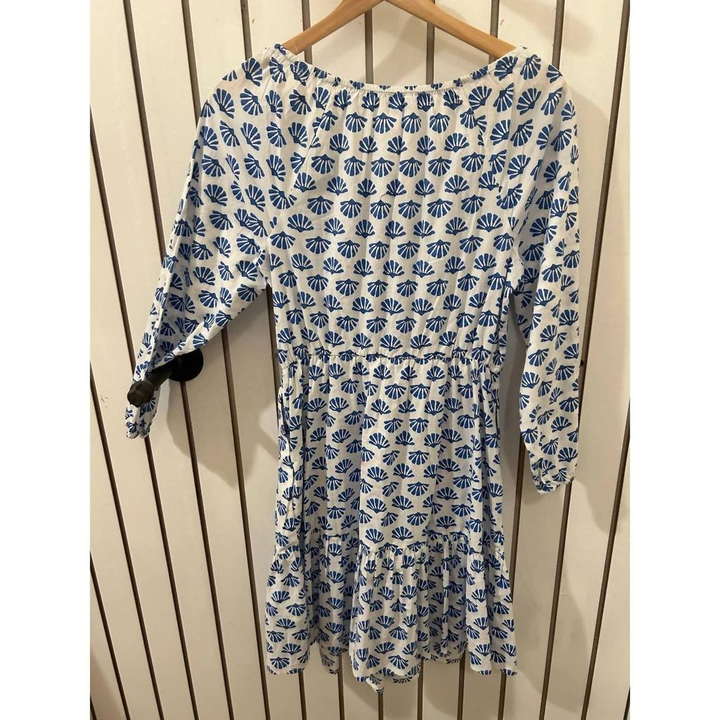 J. Crew Long Sleeve Mini Dress In Blue/cream 2